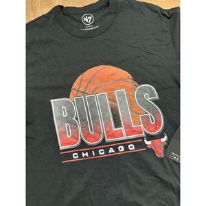 '47 NBA Chicago Bulls Black Short Sleeve T-Shirt Logo‎ Basketball Medium Tee